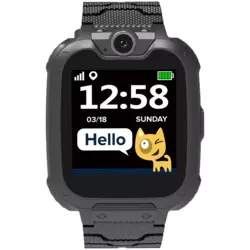 Kids smartwatch, 1.54 inch colorful screen, Camera 0.3MP, Mirco SIM card, 32+32MB, GSM(850/900/1800/1900MHz), 7 games inside, 380mAh battery, compatibility with iOS and android, Black, host: 54*42.6*13.6mm, strap: 230*20mm, 45g