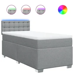 Vidaxl Box spring postelja z vzmetnico svetlo siva 80x200 cm blago