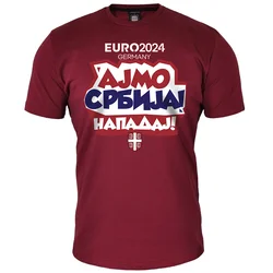 011Shop Muška majica kratkih rukava, Ajmo Srbija napadaj! EP 2024, Bordo