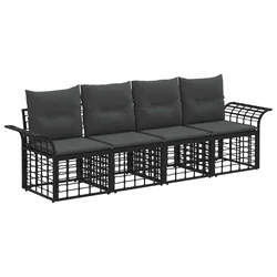 Set vanjskih sofa 4 pcs Crna i tamno siva Poliester