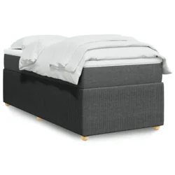 Box spring postelja z vzmetnico temno siva 80x200 cm blago