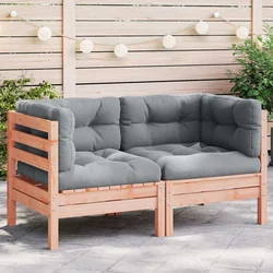 Kutna vrtna sofa s jastucima 2 kom od masivnog drva duglazije