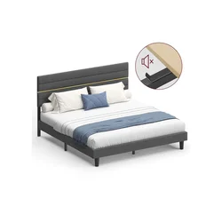 Songmics Postelja z okvirjem 202x180x110 cm siva