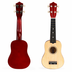 Otroška lesena ukulele kitara, s 4 najlon strunami, rjava ECOTOYS