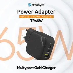 Punjac univerzalni Terabyte TR65W, GaN, PPS, PD 3.0, QC 3.0, 65W sa PD Type c kablom crni