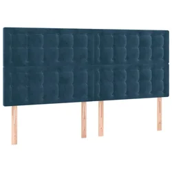 Vidaxl Vzglavje postelje temno modro 160x5x118/128 cm žametno