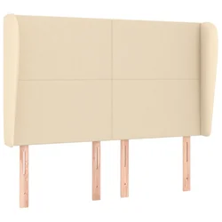 Vidaxl Vzglavje z ušesi krem 147x23x118/128 cm blago