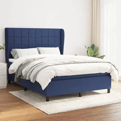 shumee Box spring postelja z vzmetnico modra 140x200 cm blago