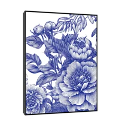 Canvas Slika na platnu Plavi cvetovi II, Sa ramom, 30 x 40 cm, Crni