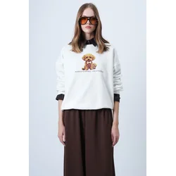 Trend Alaçati Stili Majica ecru / konjak / pueblo / temno rjava