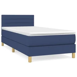 Vidaxl Box spring postelja z vzmetnico moder 90x190 cm blago