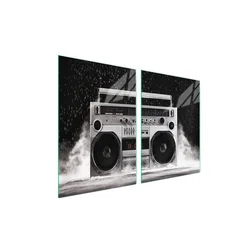 shumee Steklena zaščitna plošča za štedilnik 2x45x52 Music