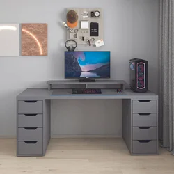 Hanah Home radni sto Alen 180cm 8 Drawer, 180 cm, antracit