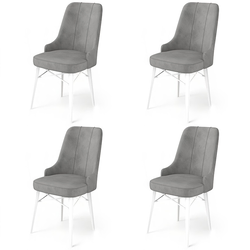 Hanah Home Set 4 trpezarijske stolice Pare Sivo-Beli