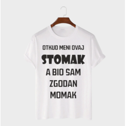 MAFIMI Muška majica Otkud meni ovaj stomak, Bela