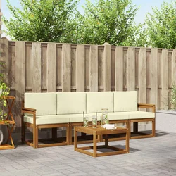 Set vanjskih sofa s jastukom 5 pcs Prirodna i krem