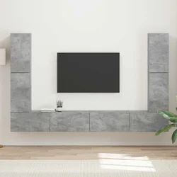 Set TV komoda 8 pcs Betonski sivi Konstruirano drvo