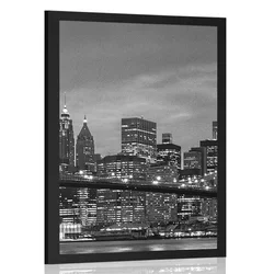 Plakat črnobeli most v Brooklynu - 30x45 silver