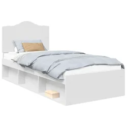 Vidaxl Konstrukcija postelje Bela 90 x 190 cm Masivno borovo les