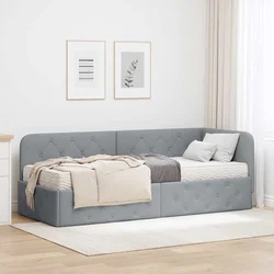 Kutni okvir kreveta Svijetlo siva 80 x 200 cm tkanina