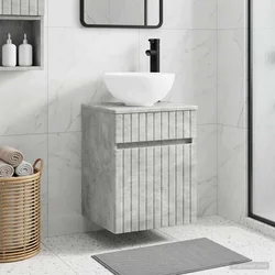 Umivaonik s policom za zid Betonska siva 39 x 35 x 63 cm