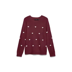 VERO MODA Pulover VMDOFFY vinsko rdeča / bela