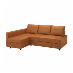 FRIHETEN Ugaona sofa ležaj s odlaganjem, Faringe smeđenarandžasta