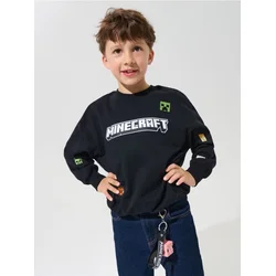 Sinsay - Pamučna crewneck dukserica sa vezom Minecraft - crno