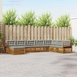 Set vanjskih sofa s jastukom 8 pcs Prirodna i svijetlo siva