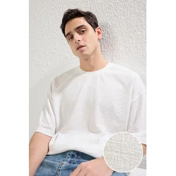 Trendyol Muška majica Tmnss25Ts00043, Krem