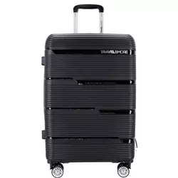 Kovček TRAVEL AND MORE Unbreakable - črn, srednji, trdi, 64 l