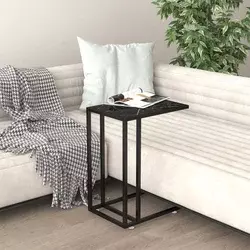Bočni stolić za računalo crni mramor 50x35x65 cm kaljeno staklo