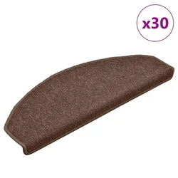 Prostirke za stepenice 30 kom 65x24x4 cm Smeđe poluokrugle velike