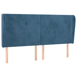 Uzglavlje s ušima tamnoplavo 183x23x118/128 cm baršunasto