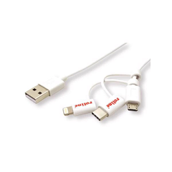 Secomp Roline USB 2.0 Charge & Sync A micro B + 8 pin + Type C m/m 1.0m