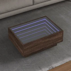 Stolić za kavu LED boja hrasta 70x50x30 cm konstruirano drvo