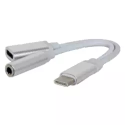 FAST ASIA audio adapter-konverter USB C na USB C + 3.5mm (m/A3-A3) (Beli) USB-C - muA!ki USB C + 3.5mm - A3enski