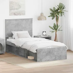 Krevetna konstrukcija s uzglavljem Betonska siva 75 x 190 cm