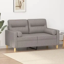 Dvosjed s ukrasnim jastucima smeđesivi 120 cm od tkanine