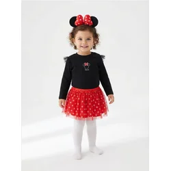 Sinsay - Set: bluza, suknja, traka za kosu i tajice Minnie Mouse - crno