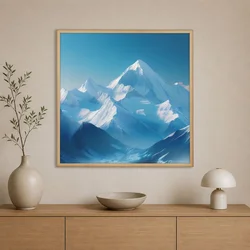 WallXpert uramljena slika na platnu Cc-K-Ah-1007, snežni planinski vrhovi pod plavim nebom, 80 x 80 cm
