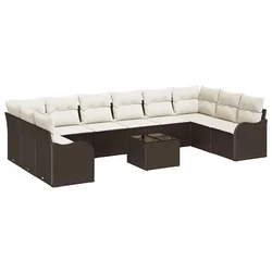 Vidaxl Vrtna sedežna garnitura Rjava 55 x 55 x 37 cm poli ratan