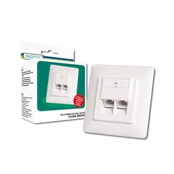 Digitus modularna dvojna vtičnica CAT5E, zaščitena, skrita, bela, LSA