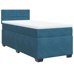 Vidaxl Box spring postelja z vzmetnico temno modra 100x200 cm žamet