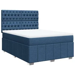 Vidaxl Box spring postelja z vzmetnico modra 140x200 cm blago