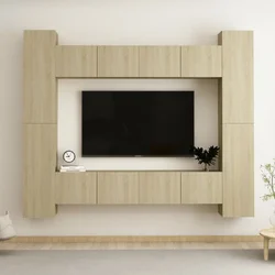 8-dijelni set TV ormarića boja hrasta sonome konstruirano drvo