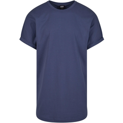 Mens Long Shaped Turnup Tee T-Shirt - Blue