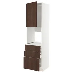 METOD/MAXIMERA Visoka omara za pečico+1 vr/3 prd, bela/Sinarp rjava, 60x60x220 cm