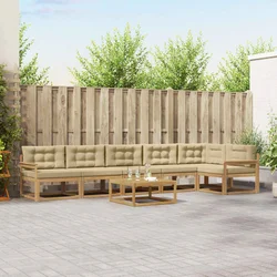 Set vanjskih sofa 7 pcs Bijela i bež 79 x 79 x 37 cm Poliester