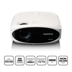 LENCO Full HD 1080P LCD projektor z Bluetooth bel